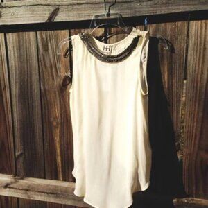 New Haute Hippie 100% silk sequined embellished neck crossover open back blouse